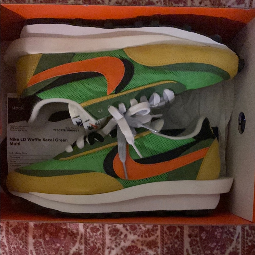 Nike Sacai LD Waffle Green Orange Sneakers